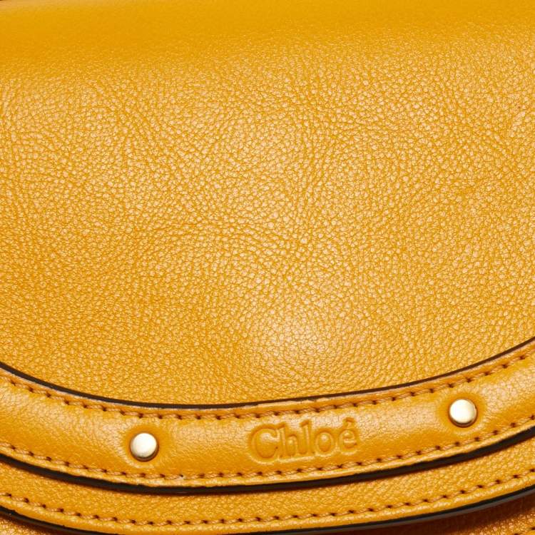 Pre Owned Chloe Mustard Yellow Leather Nile Bracelet Minaudière Crossbody Bag