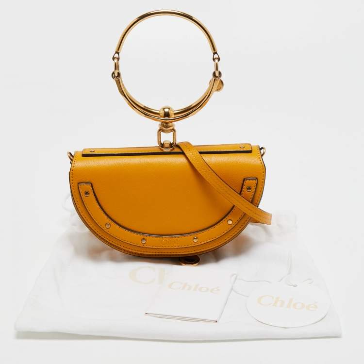 Pre Owned Chloe Mustard Yellow Leather Nile Bracelet Minaudière Crossbody Bag