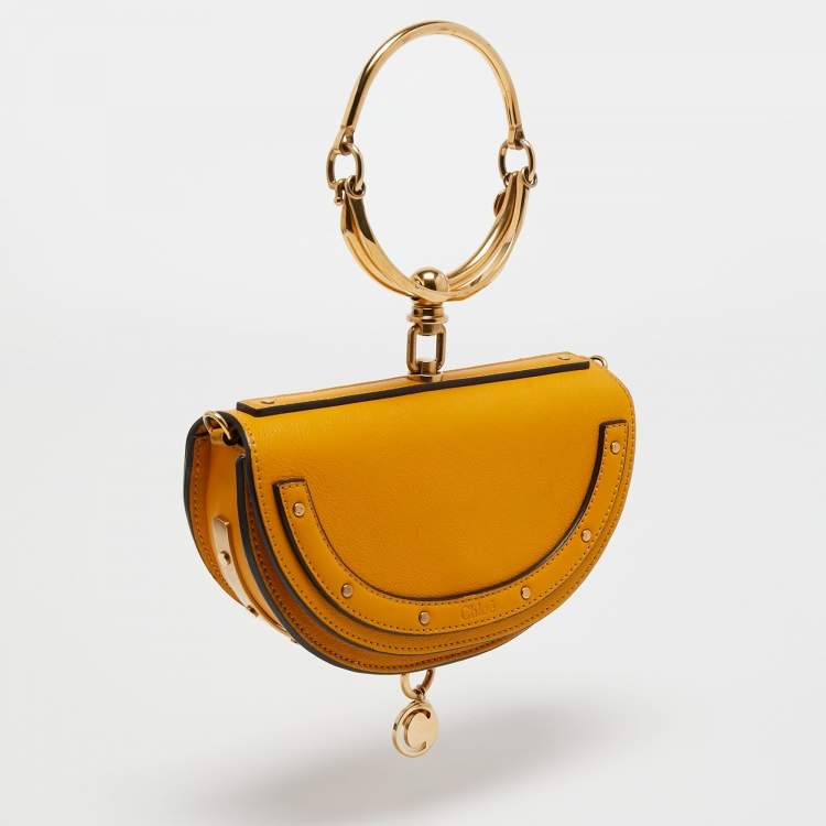 Pre Owned Chloe Mustard Yellow Leather Nile Bracelet Minaudière Crossbody Bag