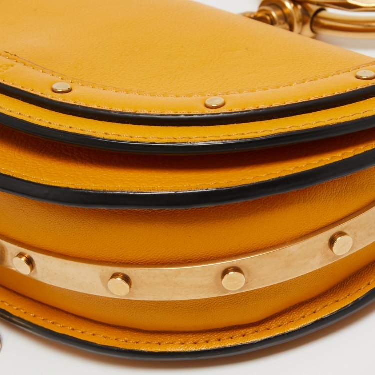 Pre Owned Chloe Mustard Yellow Leather Nile Bracelet Minaudière Crossbody Bag