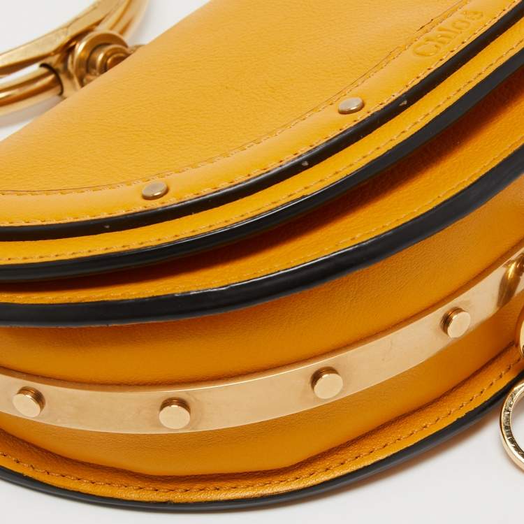 Pre Owned Chloe Mustard Yellow Leather Nile Bracelet Minaudière Crossbody Bag