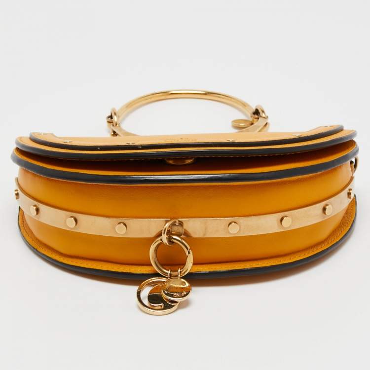 Pre Owned Chloe Mustard Yellow Leather Nile Bracelet Minaudière Crossbody Bag