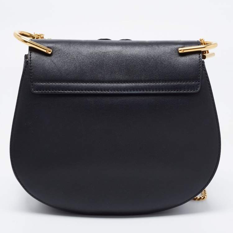 Pre Owned Chloe Black Studded Suede and Leather Small Drew Shoulder Bag