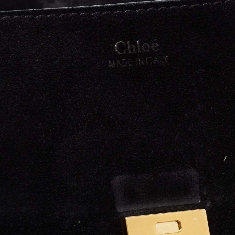 Pre Owned Chloe Black Studded Suede and Leather Small Drew Shoulder Bag