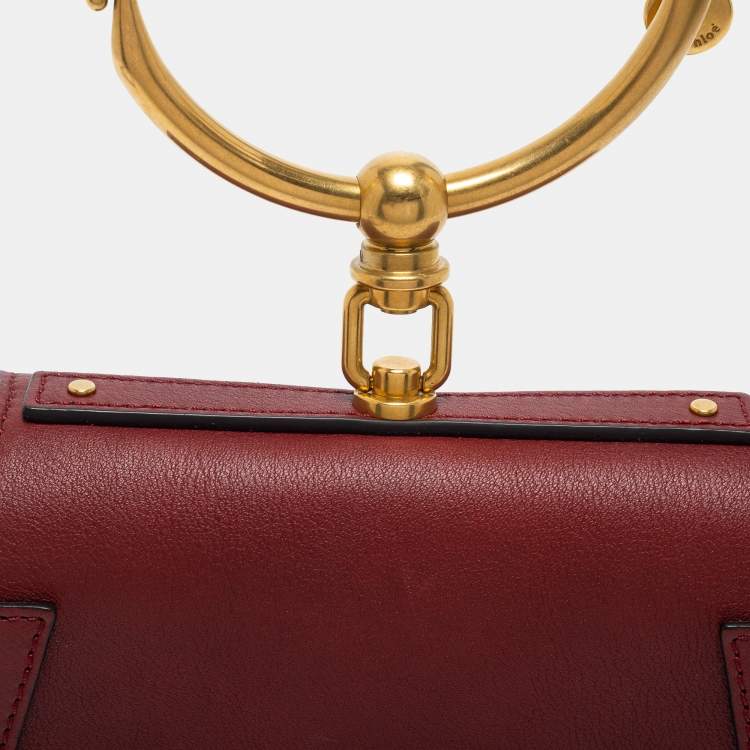 Pre Owned Chloe Burgundy Leather Small Nile Bracelet Shoulder Bag