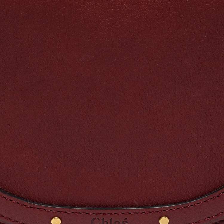 Pre Owned Chloe Burgundy Leather Small Nile Bracelet Shoulder Bag