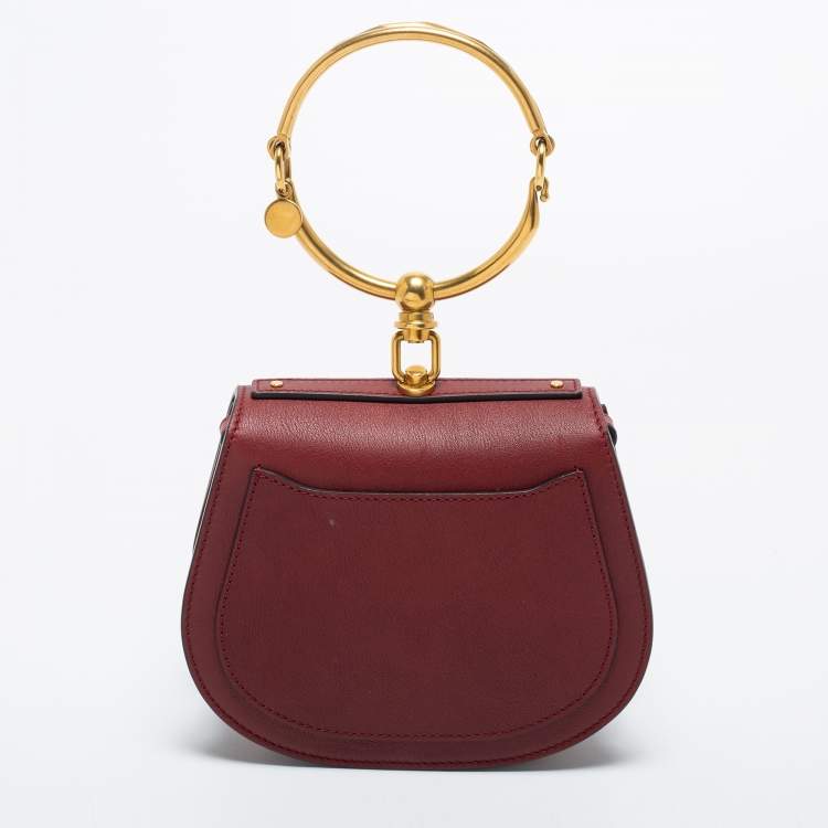 Pre Owned Chloe Burgundy Leather Small Nile Bracelet Shoulder Bag