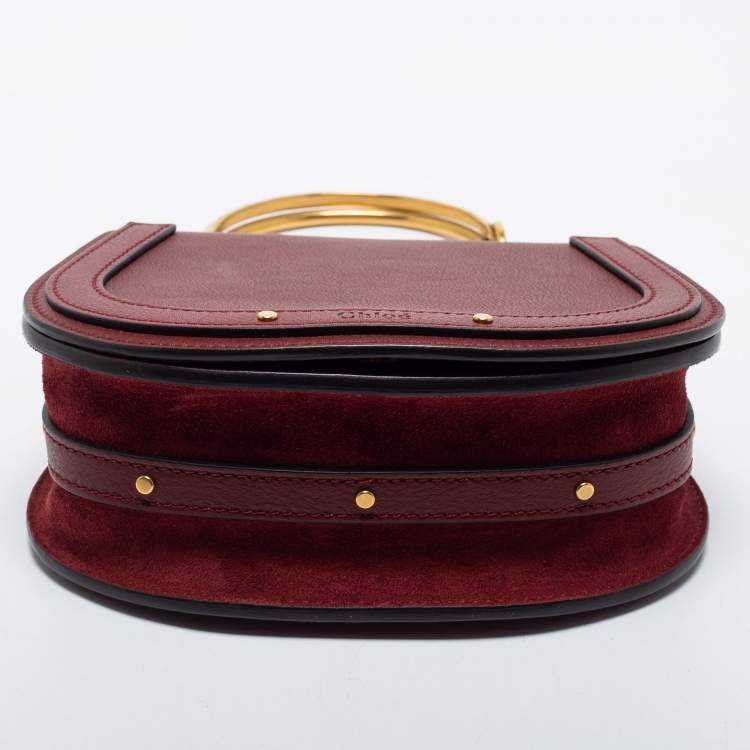 Pre Owned Chloe Burgundy Leather Small Nile Bracelet Shoulder Bag