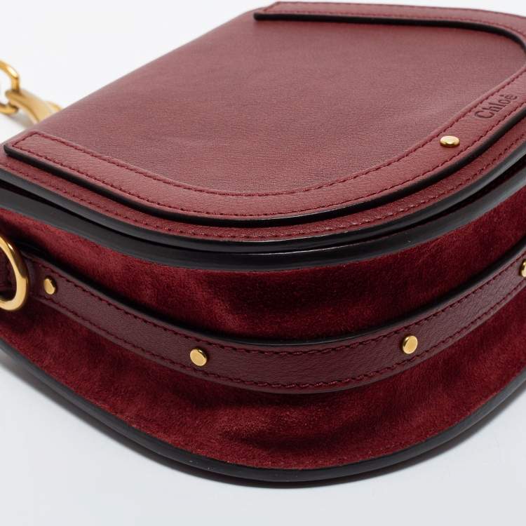 Pre Owned Chloe Burgundy Leather Small Nile Bracelet Shoulder Bag