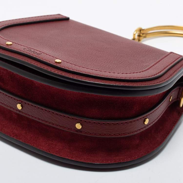 Pre Owned Chloe Burgundy Leather Small Nile Bracelet Shoulder Bag