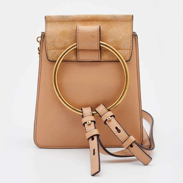 Pre Owned Chloé Beige Leather and Suede Mini Faye Crossbody Bag