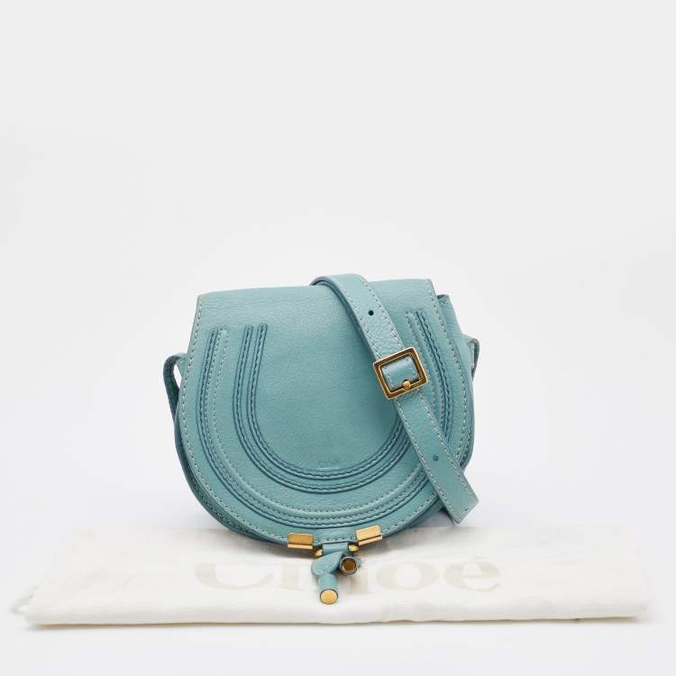 Pre Owned Chloe Mint Green Leather Mini Marcie Crossbody Bag