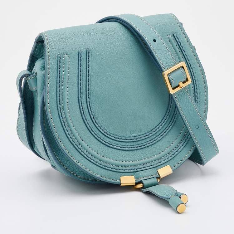 Pre Owned Chloe Mint Green Leather Mini Marcie Crossbody Bag