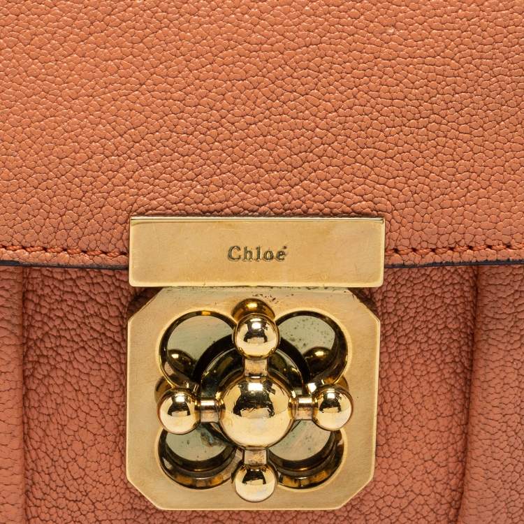 Pre Owned Chloe Orange Leather Mini Elsie Crossbody Bag