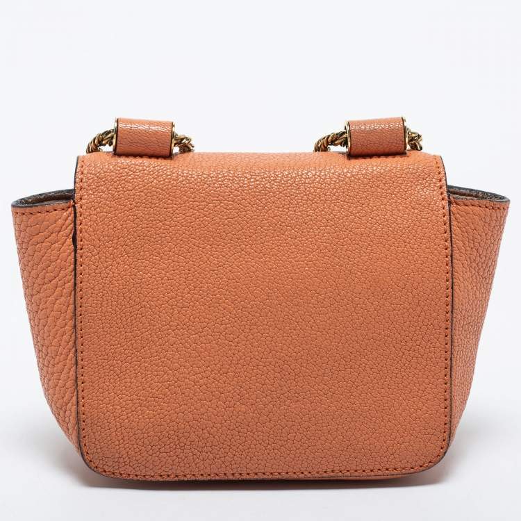 Pre Owned Chloe Orange Leather Mini Elsie Crossbody Bag