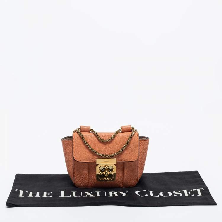 Pre Owned Chloe Orange Leather Mini Elsie Crossbody Bag
