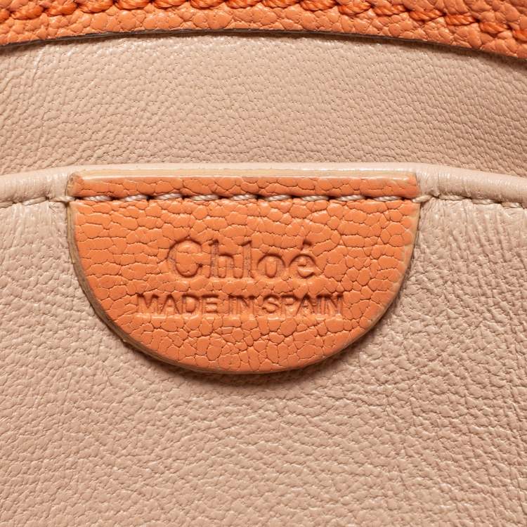 Pre Owned Chloe Orange Leather Mini Elsie Crossbody Bag
