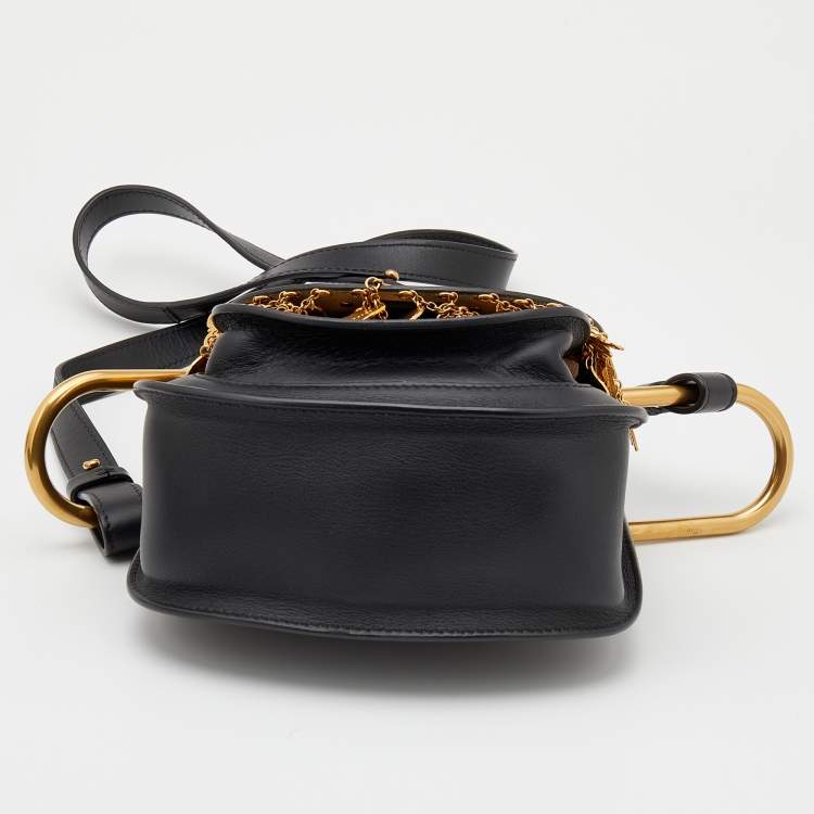 Pre Owned Chloe Black Leather Small Embellished Hudson Shoulder Bag