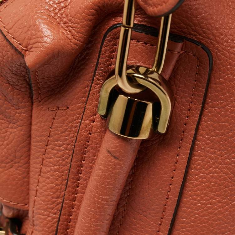 Pre Owned Chloe Coral Orange Leather Medium Paraty Shoulder Bag