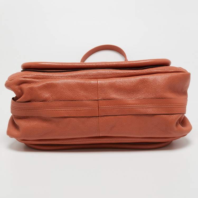 Pre Owned Chloe Coral Orange Leather Medium Paraty Shoulder Bag