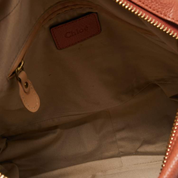 Pre Owned Chloe Coral Orange Leather Medium Paraty Shoulder Bag