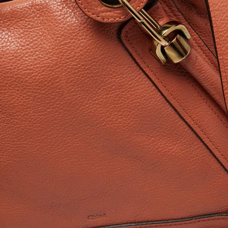 Pre Owned Chloe Coral Orange Leather Medium Paraty Shoulder Bag