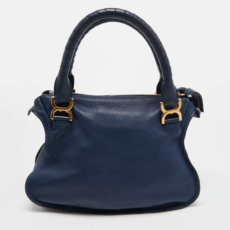 Pre Owned Chloe Blue Leather Small Marcie Satchel