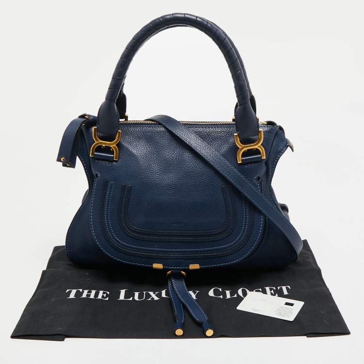 Pre Owned Chloe Blue Leather Small Marcie Satchel