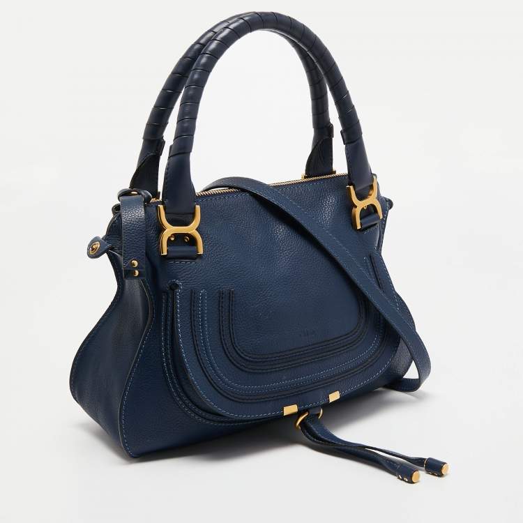 Pre Owned Chloe Blue Leather Small Marcie Satchel