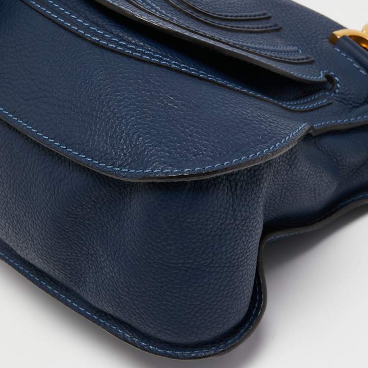 Pre Owned Chloe Blue Leather Small Marcie Satchel