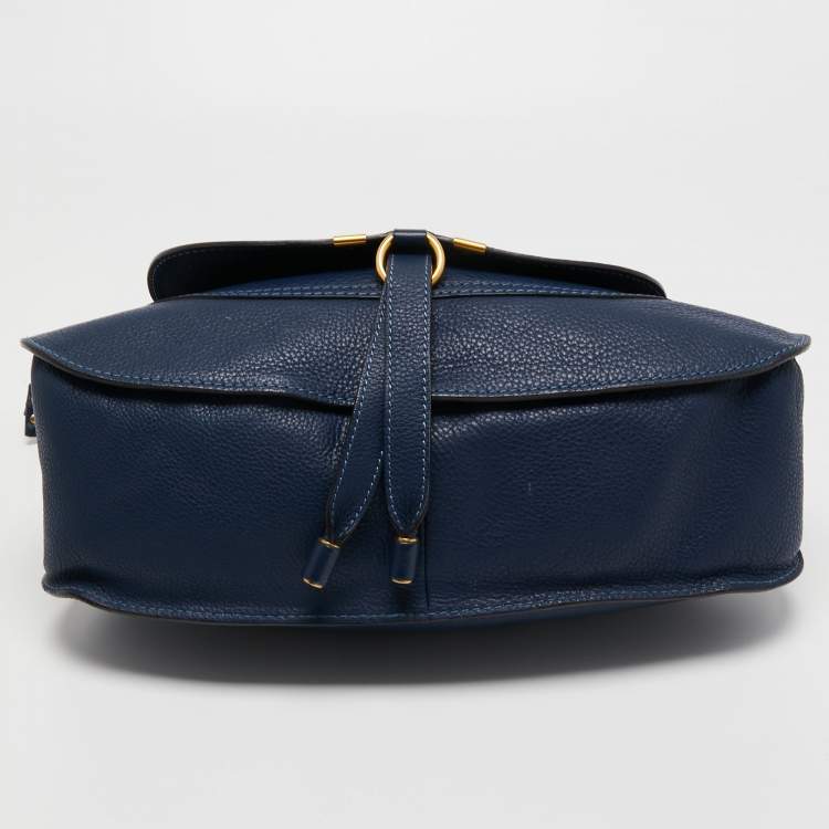 Pre Owned Chloe Blue Leather Small Marcie Satchel
