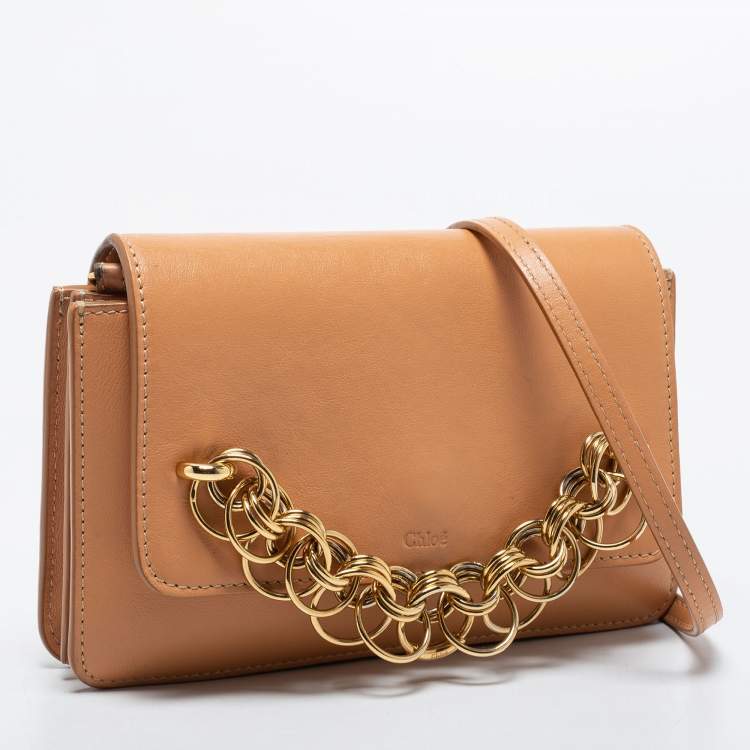 Pre Owned Chloe Beige Leather Drew Bijou Clutch