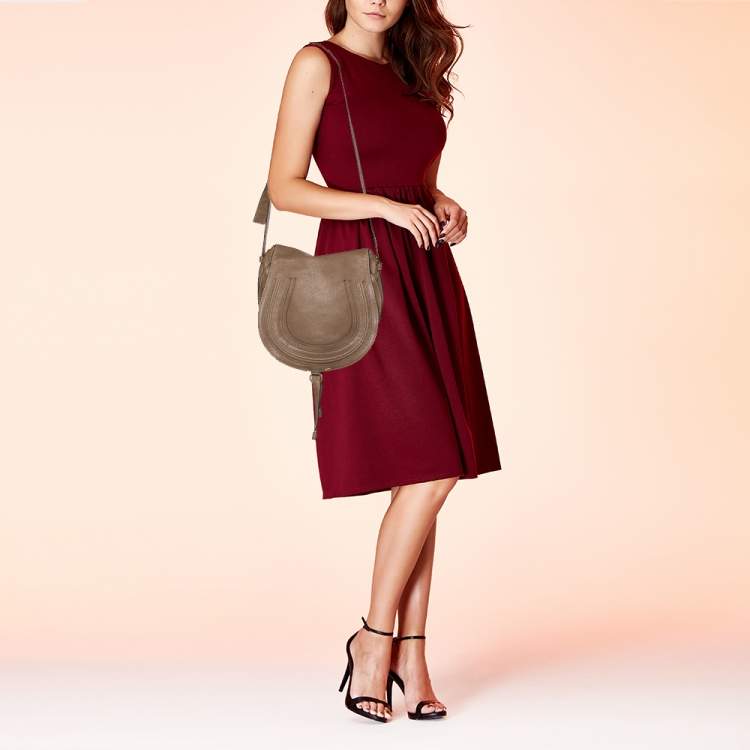 Pre Owned Chloe Beige Leather Medium Marcie Crossbody Bag