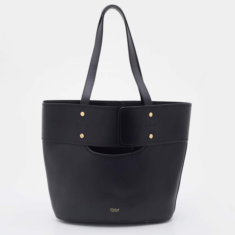 Pre Owned Chloe Black Leather Small Aby Tote