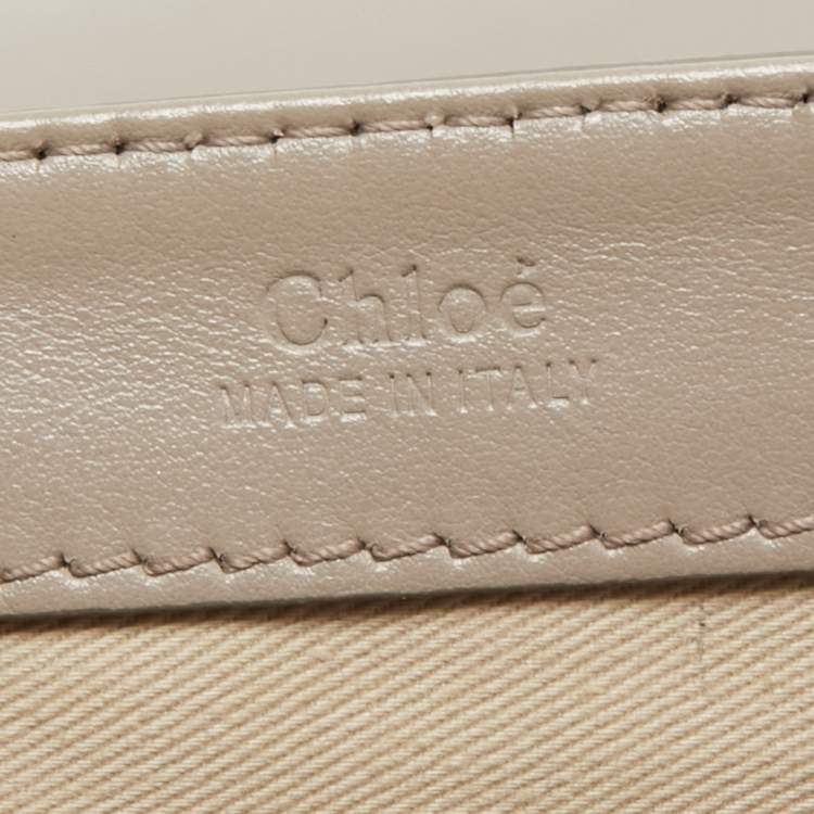 Pre Owned Chloe Grey Leather Small C Double Carry Top Handle Bag
