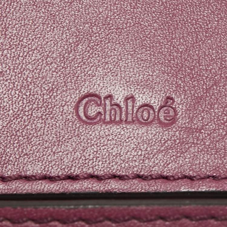 Pre Owned Chloe Purple Croc Embossed Leather Mini C Vanity Shoulder Bag