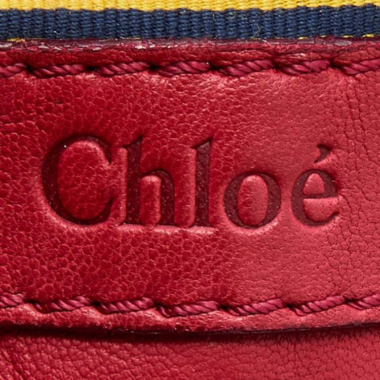 مملوكة مسبقًا Chloe Red Leather Studded Logo Patsy Tote