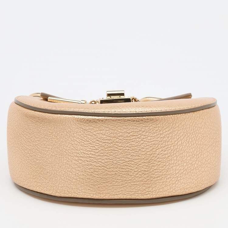 Pre Owned Chloe Gold Leather Mini Drew Chain Crossbody Bag