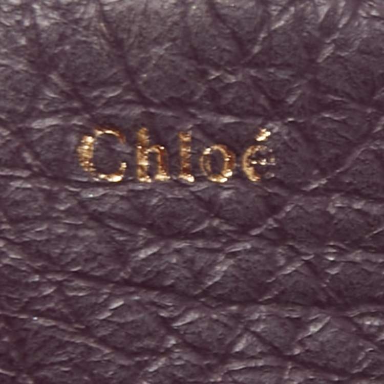Pre Owned Chloe Purple Leather Mini Alphabet Round Coin Purse