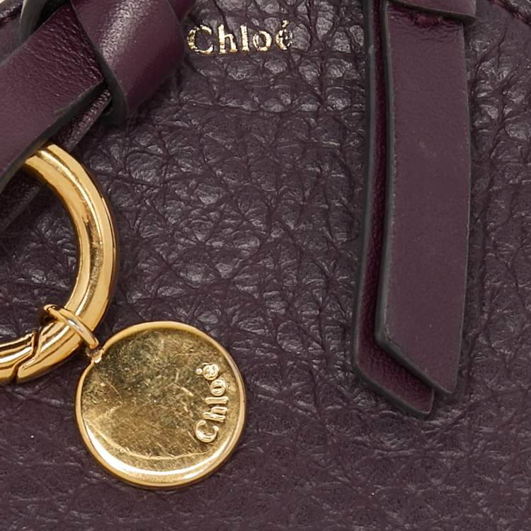 Pre Owned Chloe Purple Leather Mini Alphabet Round Coin Purse