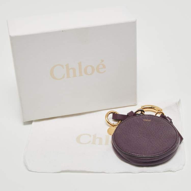 Pre Owned Chloe Purple Leather Mini Alphabet Round Coin Purse