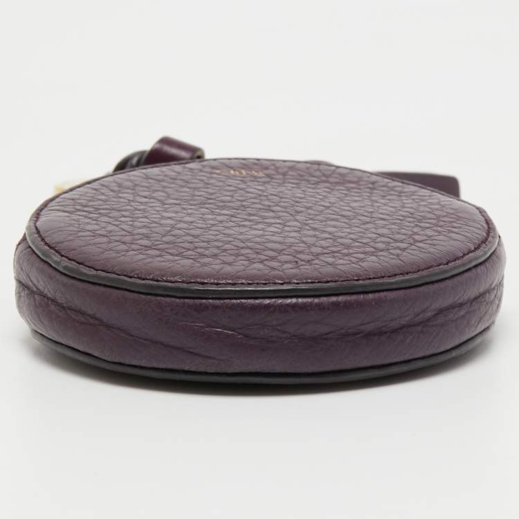 Pre Owned Chloe Purple Leather Mini Alphabet Round Coin Purse