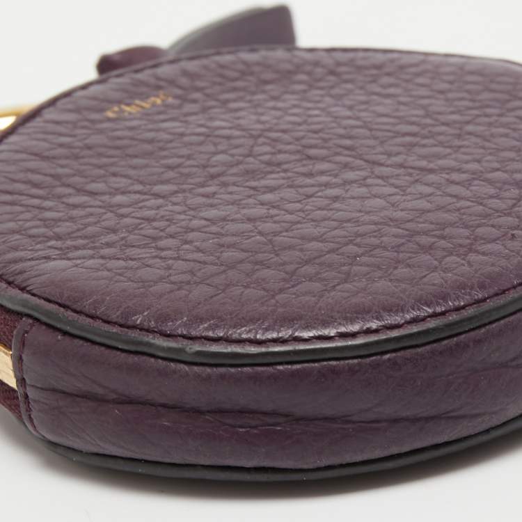 Pre Owned Chloe Purple Leather Mini Alphabet Round Coin Purse