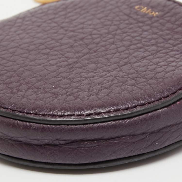 Pre Owned Chloe Purple Leather Mini Alphabet Round Coin Purse