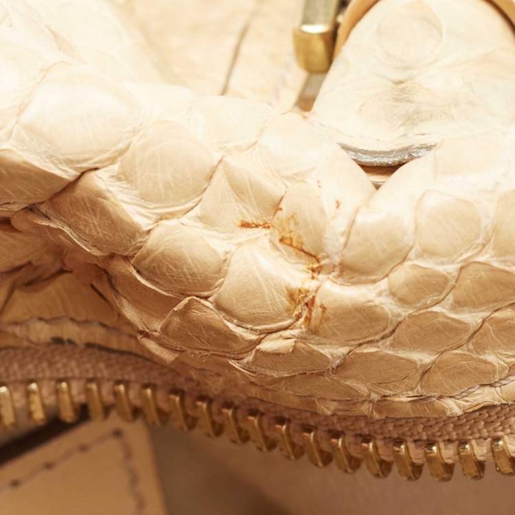 Pre Owned Chloe Beige Python Medium Paraty Satchel