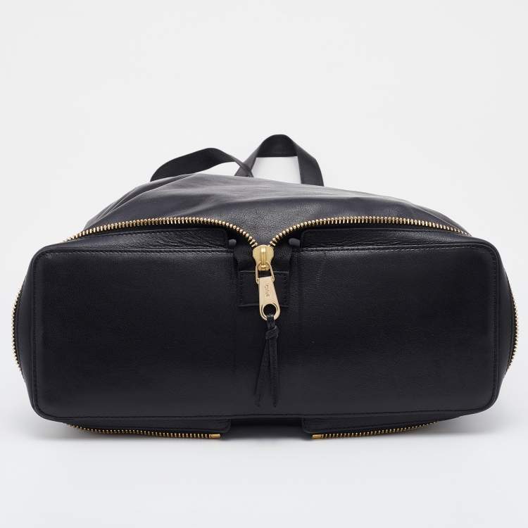 Pre Owned Chloe Black Leather Chain Detail Tote
