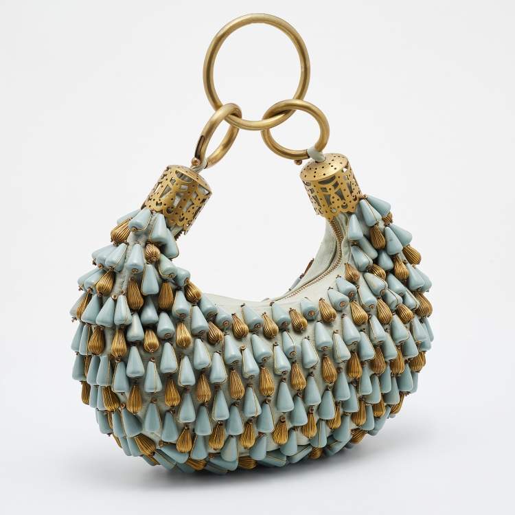 Pre Owned Chloe Blue Fabric Beaded Bracelet Hobo
