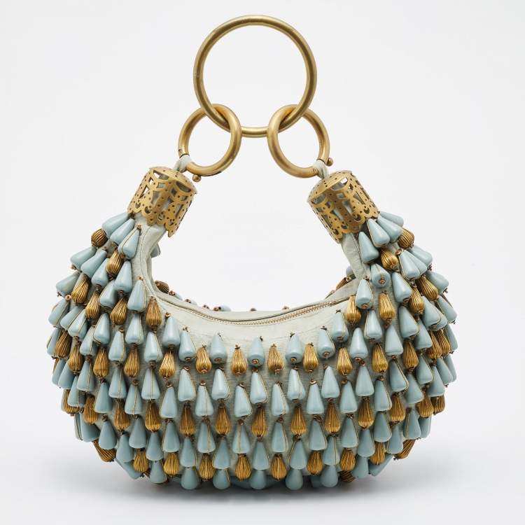 Pre Owned Chloe Blue Fabric Beaded Bracelet Hobo