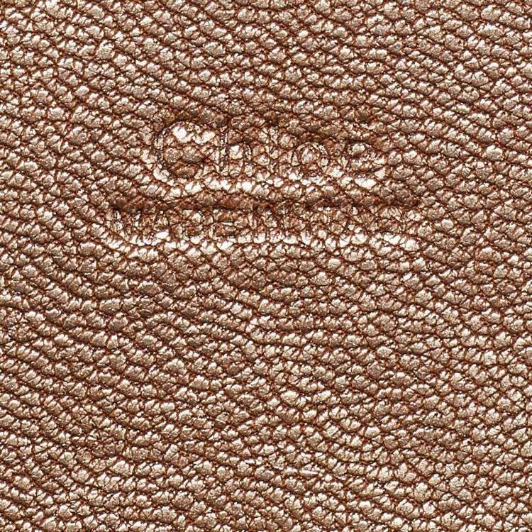 Pre Owned Chloe Metallic Gold Leather Mini Drew Chain Crossbody Bag