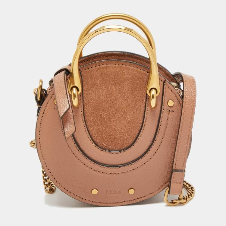 Chloe Beige Leather and Suede Mini Pixie Round Shoulder Bag Chloe The Luxury Closet